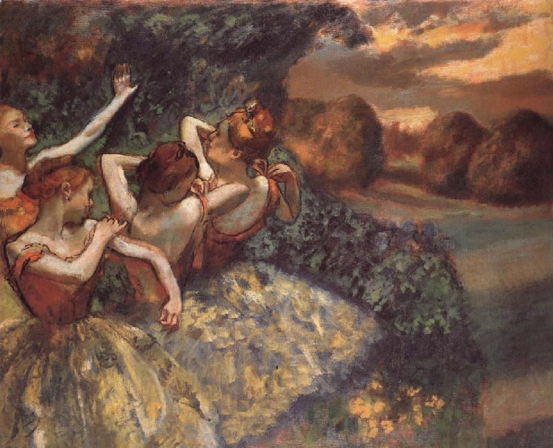 Edgar Degas Four dansoser Norge oil painting art